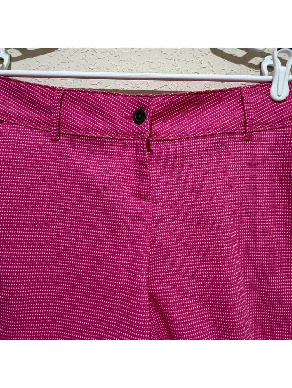 Isaac Mizrahi Women's Chino Shorts Pink White Micro Dots Bright Preppy Casual 10 - Picture 3 of 12